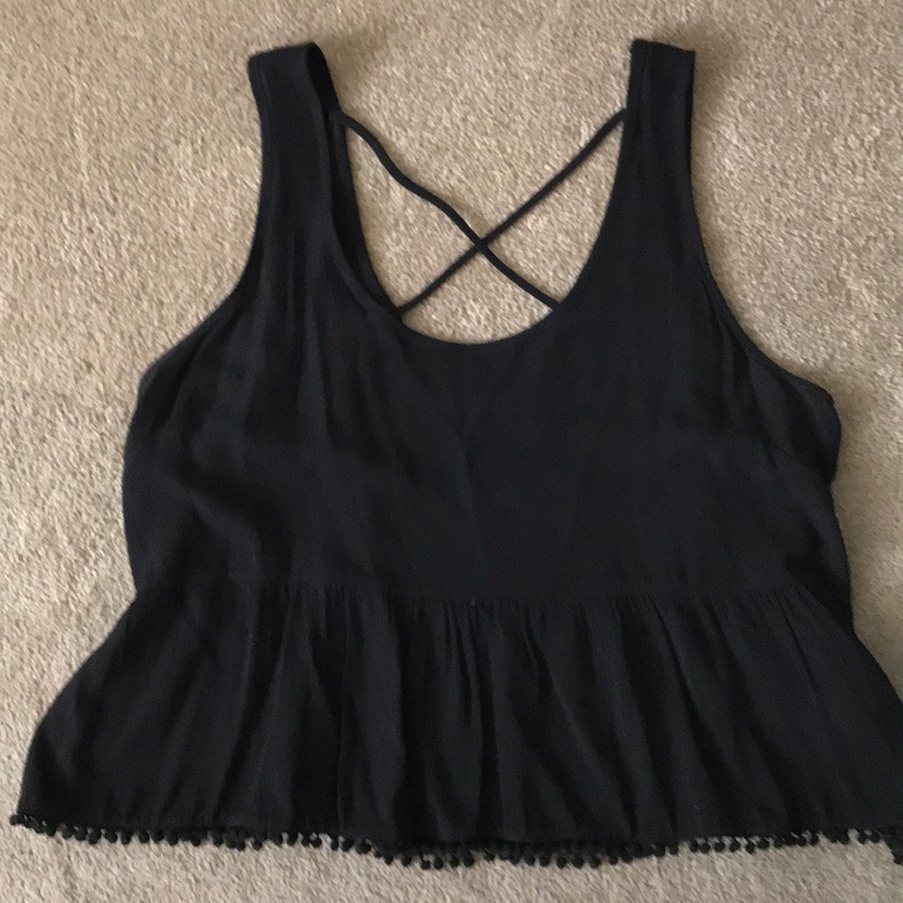 Black gauze flowy tank